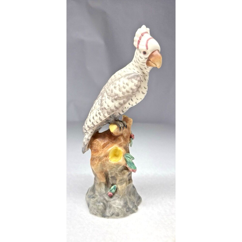 Italy Cockatoo Figurine 8.75" Hand Painted Ceramic Parrot Bird MCM Vintage